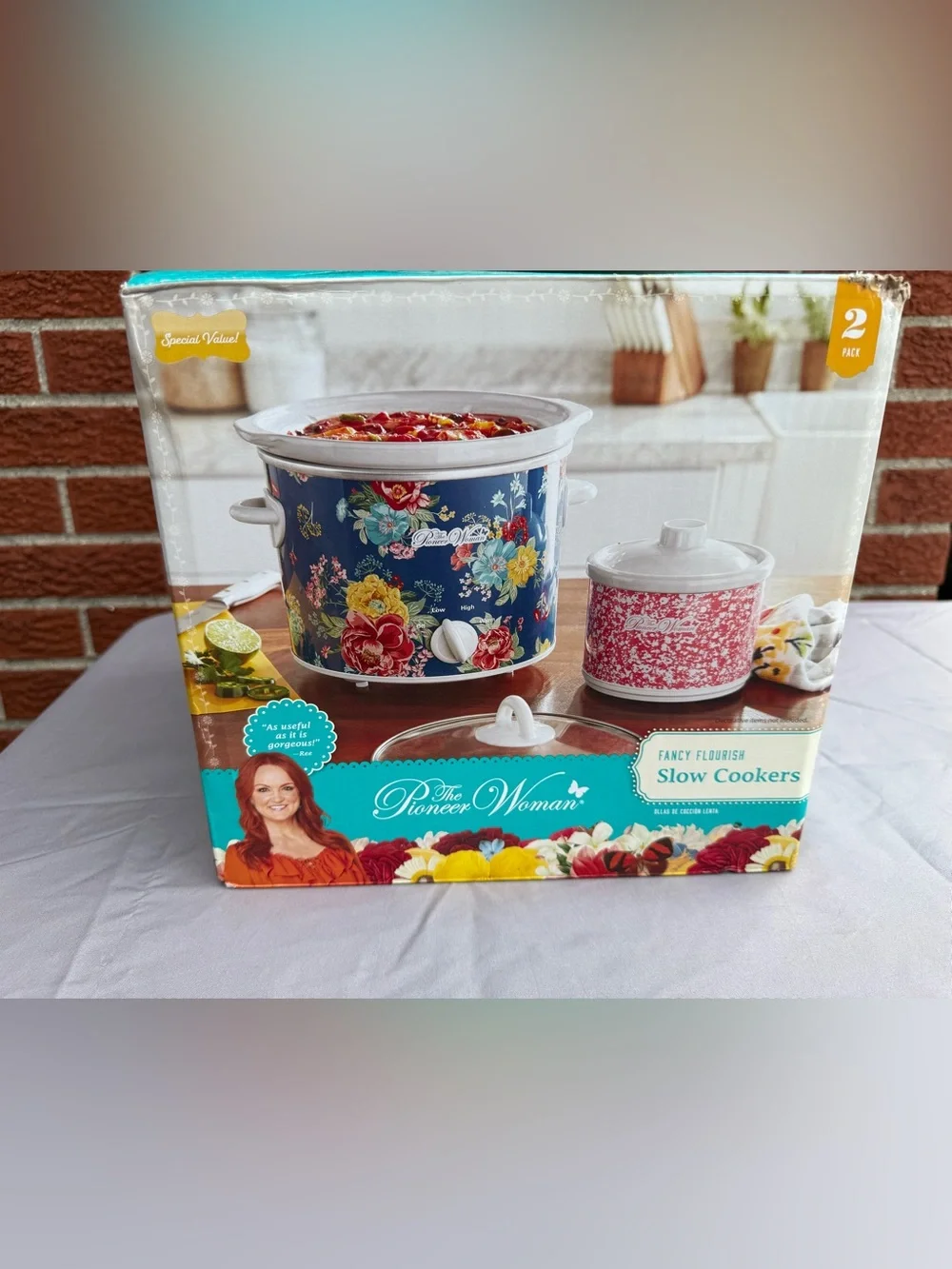 Pioneer Woman Fancy Flourish 4 Qt & Mini Slow Cooker 2 Pc Set Floral